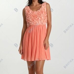 Katie Coral Pink Rosette 3D Flower Party Dress
